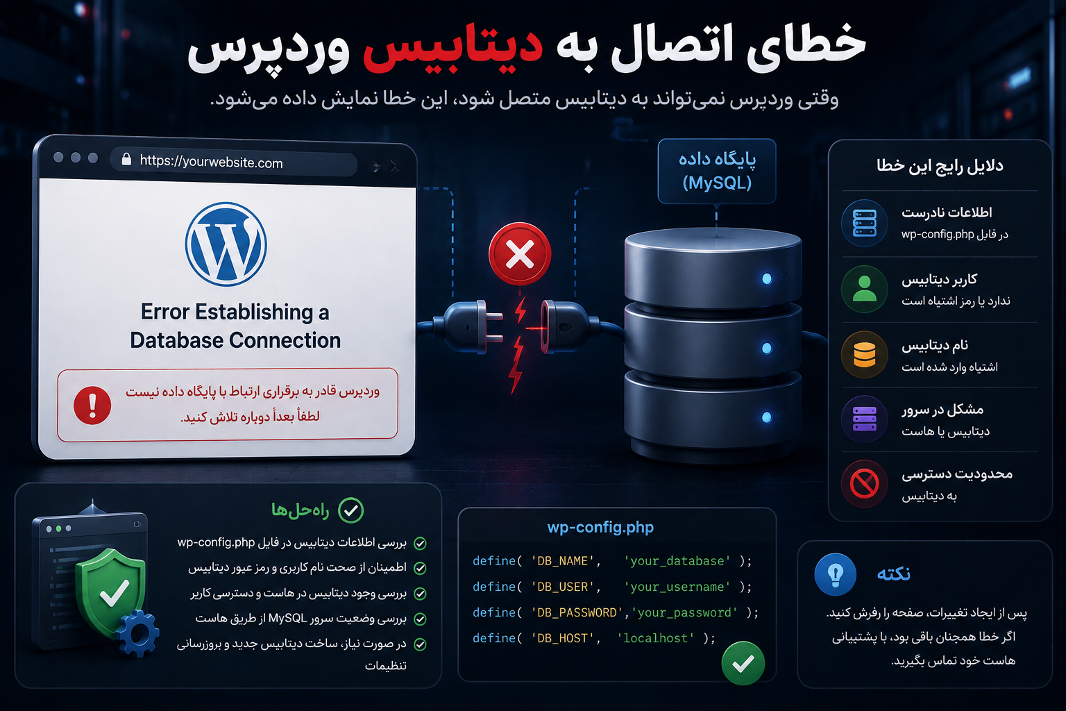 خطای اتصال دیتابیس وردپرس
